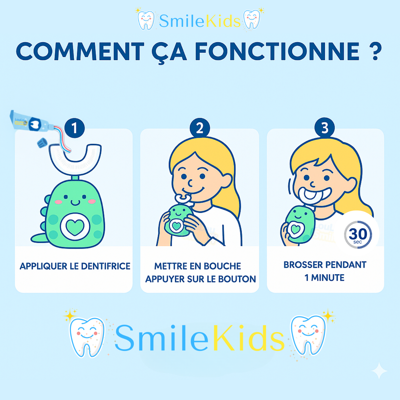 Smile Kids - Brosse à dent électrique pour les enfants